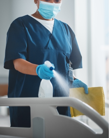 Cleaner from ACS Commercial Cleaning conducts thorough medical cleaning Melbourne